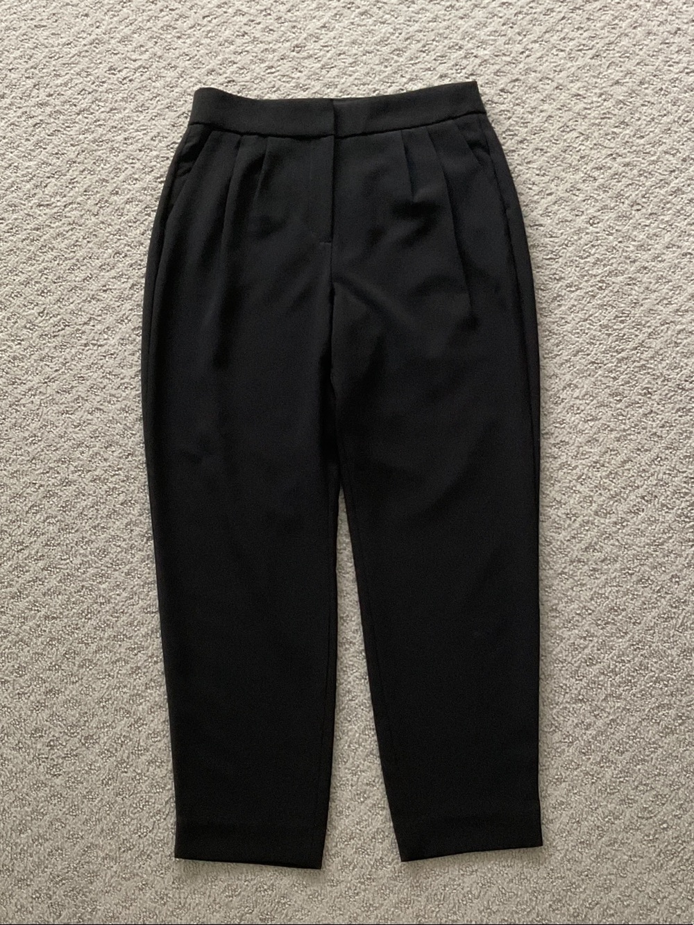Express Black High-Waist Tapered Trousers 0428